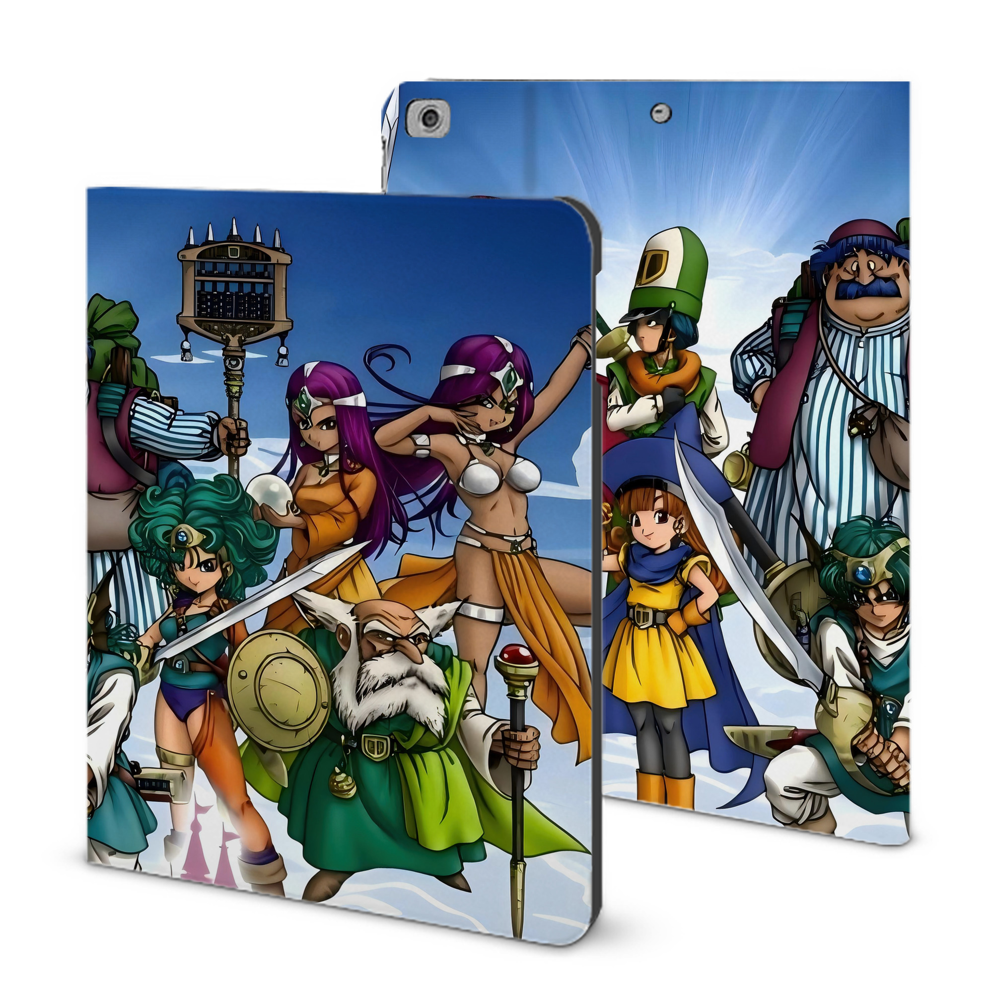 （画像用） ドラゴンクエスト Doragon Kuesuto Dragon Quest IPad ケース ブック型 PUレザー TPU 耐衝撃 軽量 薄型 ペン収納なし 全面保護 IPad 各モデル対応